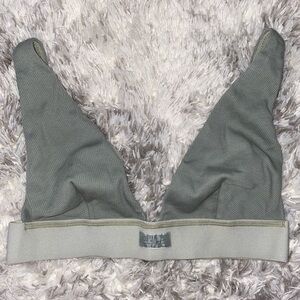 Skims Cotton Rib Plunge Bralette in “Mineral”